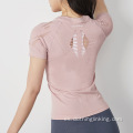 camiseta de yoga ahuecada para mujer